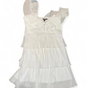 Express White Ruffled Midi Dress